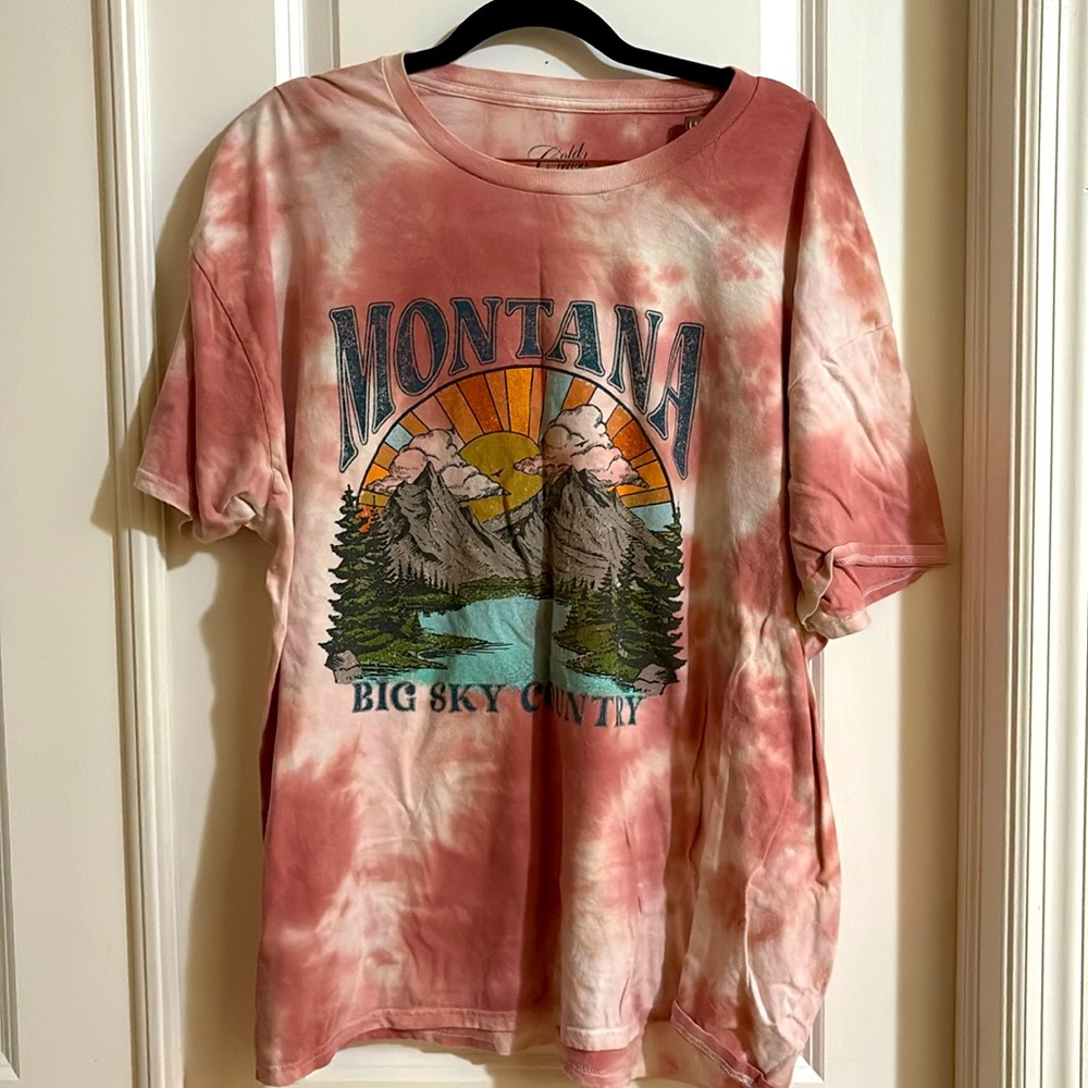 Montana pink and white tie dye T-shirt, size 3X